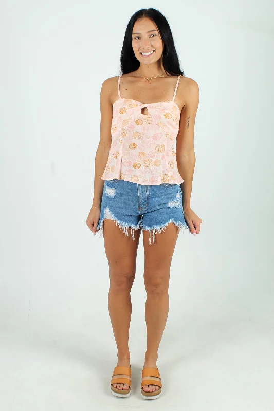 Sea Life Shells Twist Front Tank pastel tank top