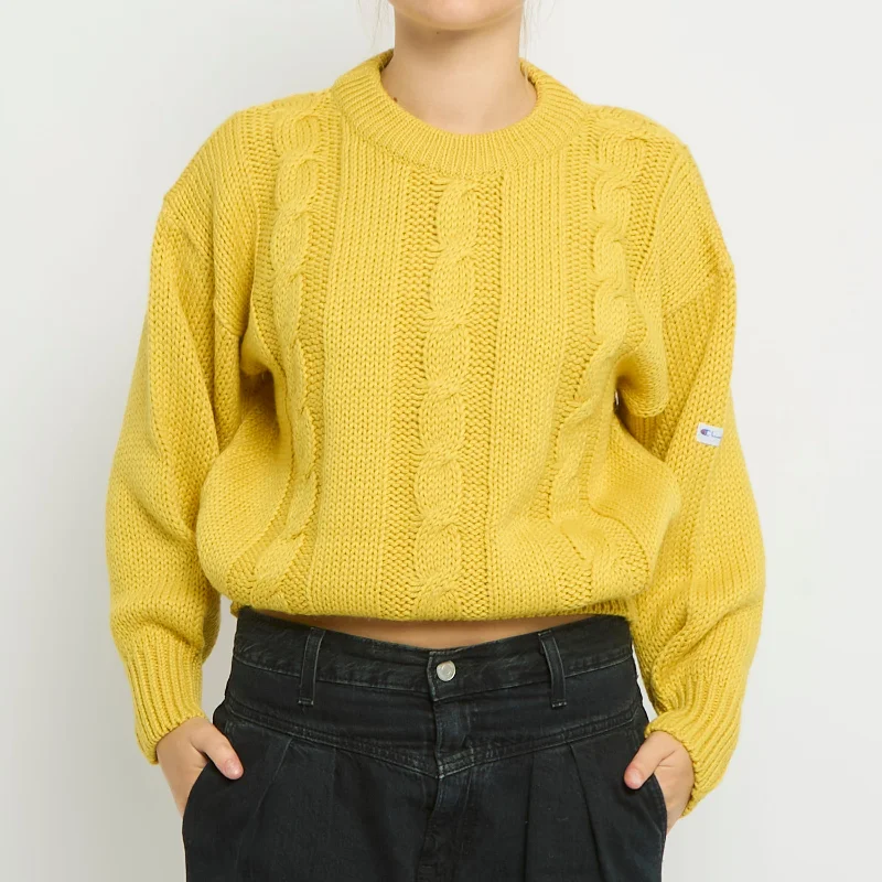Benetton Heavy Knit Round Neck Sweater - UK 12 Beaded Sweater Sequined Faux Fur