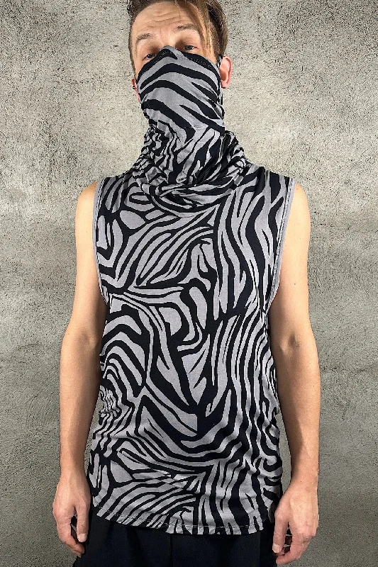 5D x Stellar Dust Cowl Tank - zebra ivory tank top