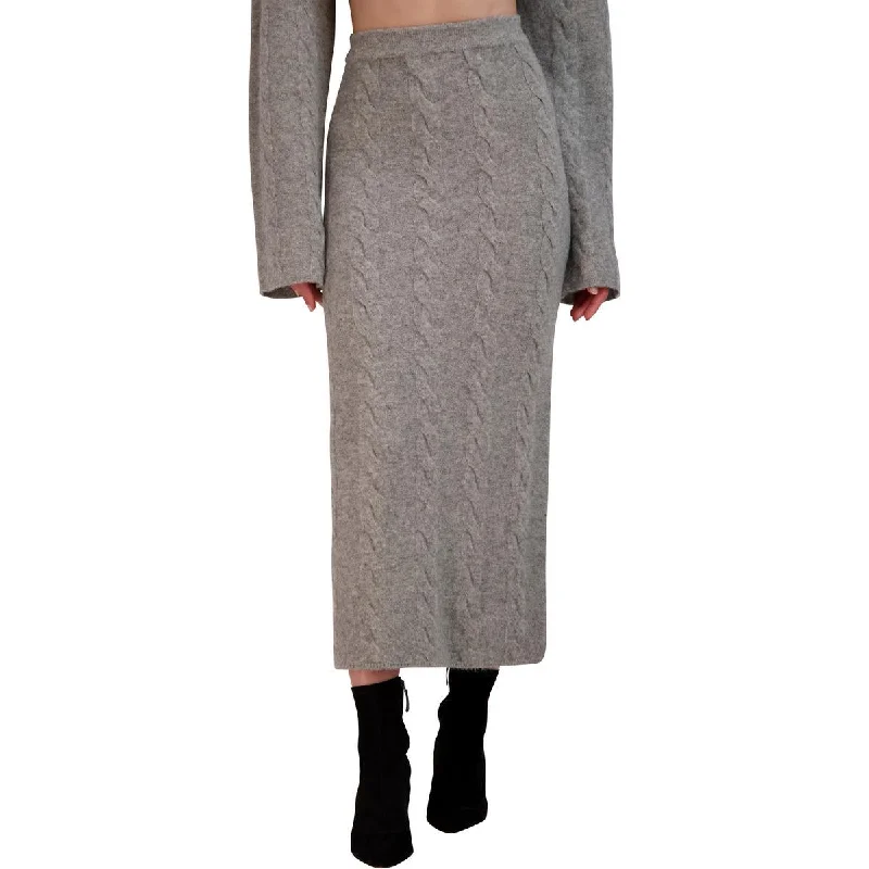 BCBGMAXAZRIA Womens Cable Knit Vented Midi Skirt slim fit skirt