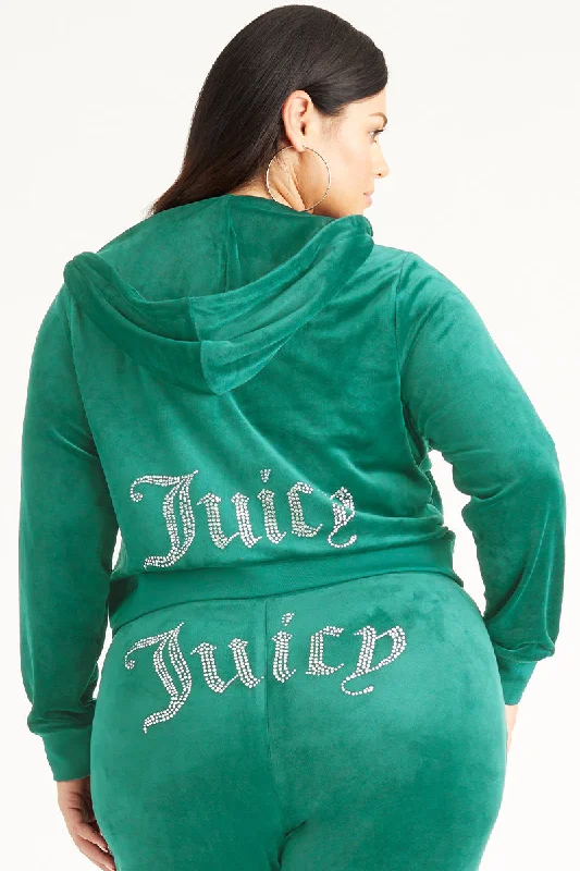 Plus-Size OG Big Bling Velour Hoodie Hoodie with Cuffed Sleeves Snug Secure