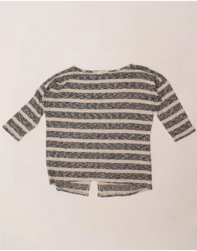 OASIS Womens Boat Neck Jumper Sweater UK 14 Medium Grey Striped Modern Contemporary Chic OASIS Womens Boat Neck Jumper Sweater UK 14 Medium Grey Striped Modern Contemporary Chic