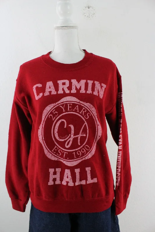 Vintage Carmin Sweatshirt (S) Hoodie with V-Neck Classic Versatile