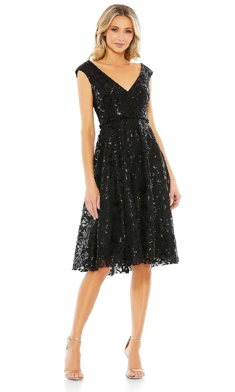Mac Duggal A68012 - Cap Sleeve Sequin Motif Dress Halter Neckline Beach