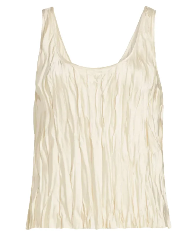 Pale Ivory Crushed Bias Stripe Tank boho tank top