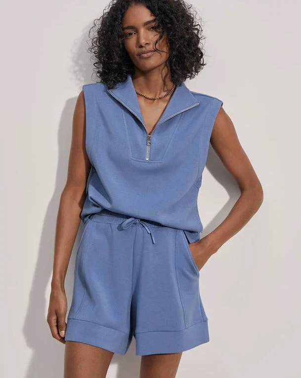Magnolia Half Zip Tank Coronet Blue loose fit tank