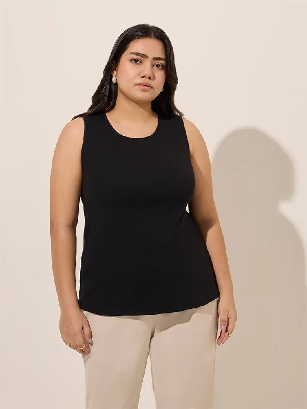 Gia Black Ribbed Tank Top bronze tank top