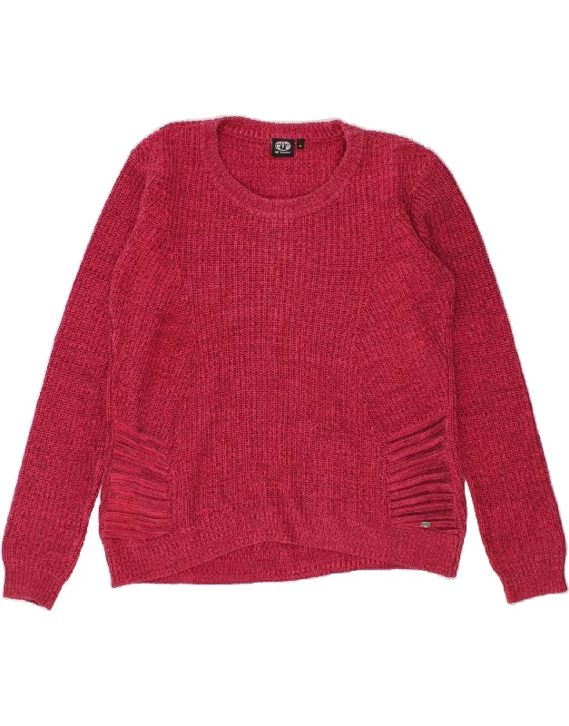 ANIMAL Womens Boat Neck Jumper Sweater UK 12 Medium Pink Cotton Elegant Classic Vintage