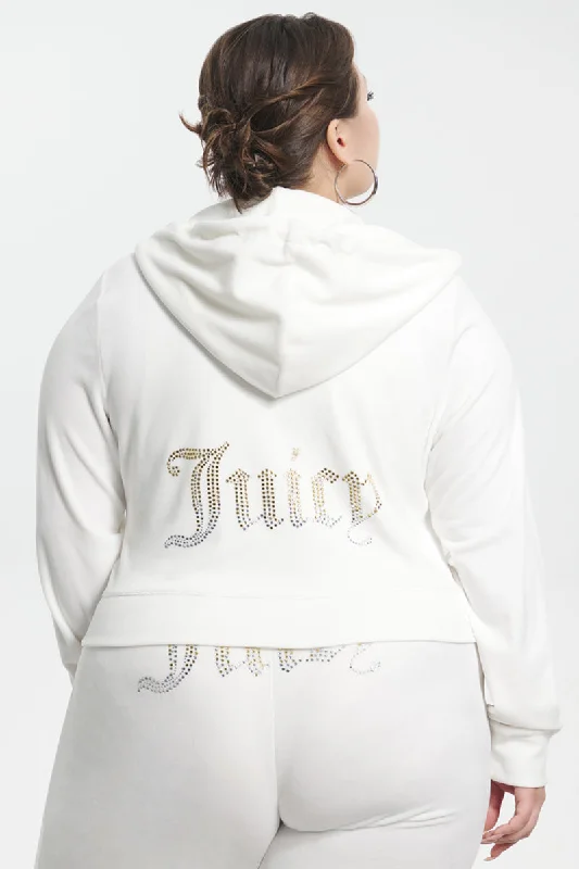 Plus-Size Ombre Big Bling Velour Hoodie Hoodie with Turtle Neck Cozy Winter