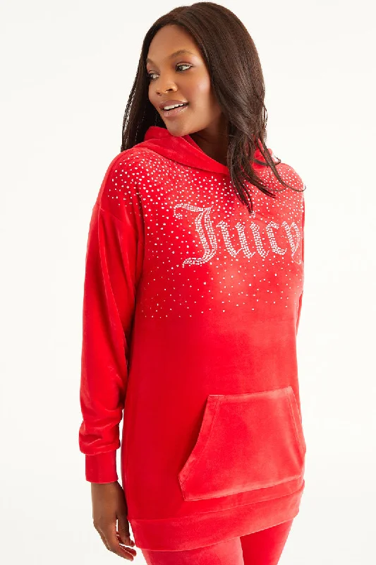 Oversized Big Bling Hoodie with Rhinestones Hoodie with V-Neck Classic Versatile