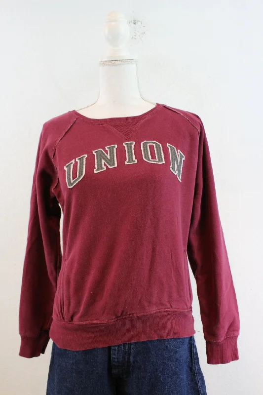 Vintage UNION Sweatshirt (M) Hoodie with Hem Fringe Bohemian Relaxed