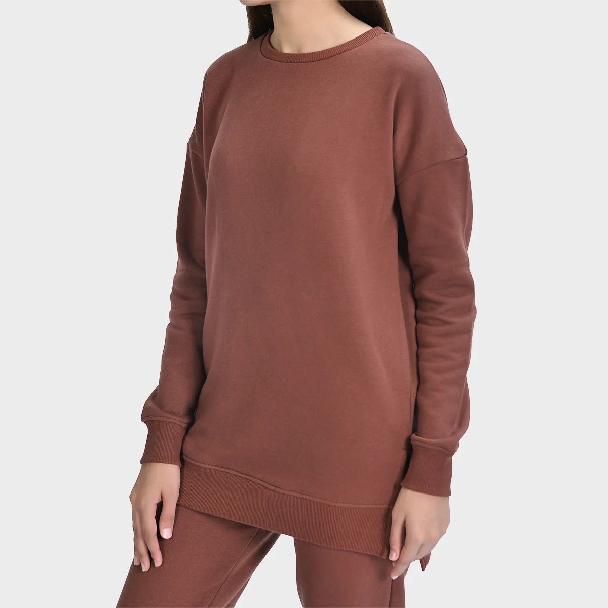 Ladies Chocolate Sweatshirt Hoodie with Batwing Sleeves Loose Dramatic