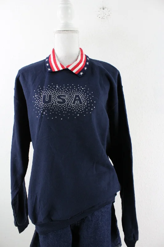 Vintage USA Sweatshirt (M) Hoodie with Batwing Sleeves Loose Dramatic