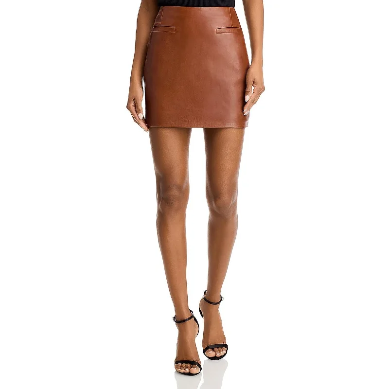 LAMARQUE Womens Lambskin Leather Mini Mini Skirt modal blend skirt