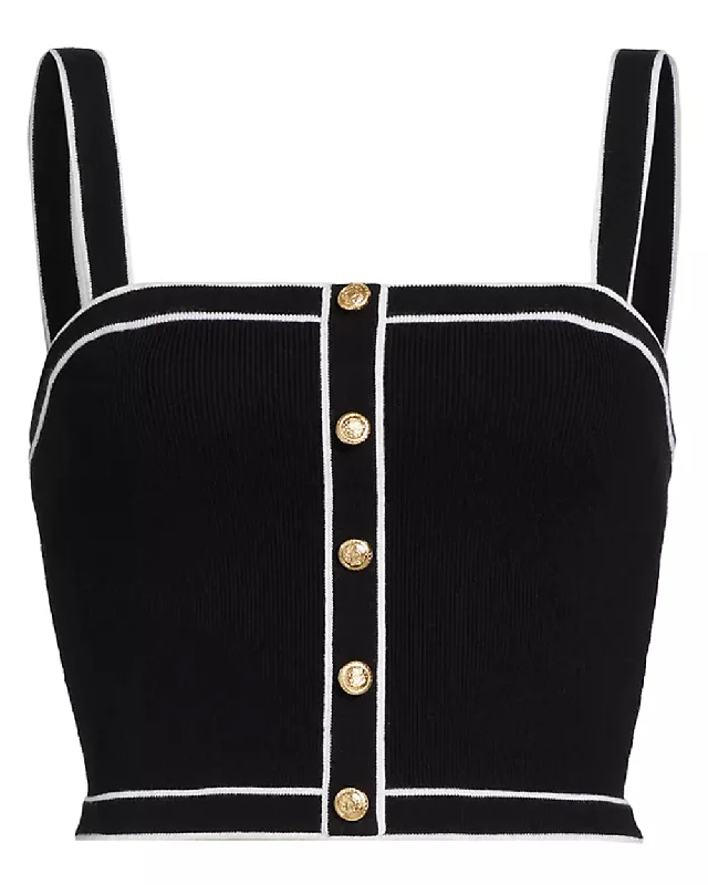 Black and Soft White Dandi Tank halter tank top