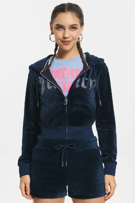 Front Bling Hoodie Hoodie with Tied Waist Feminine Flattering