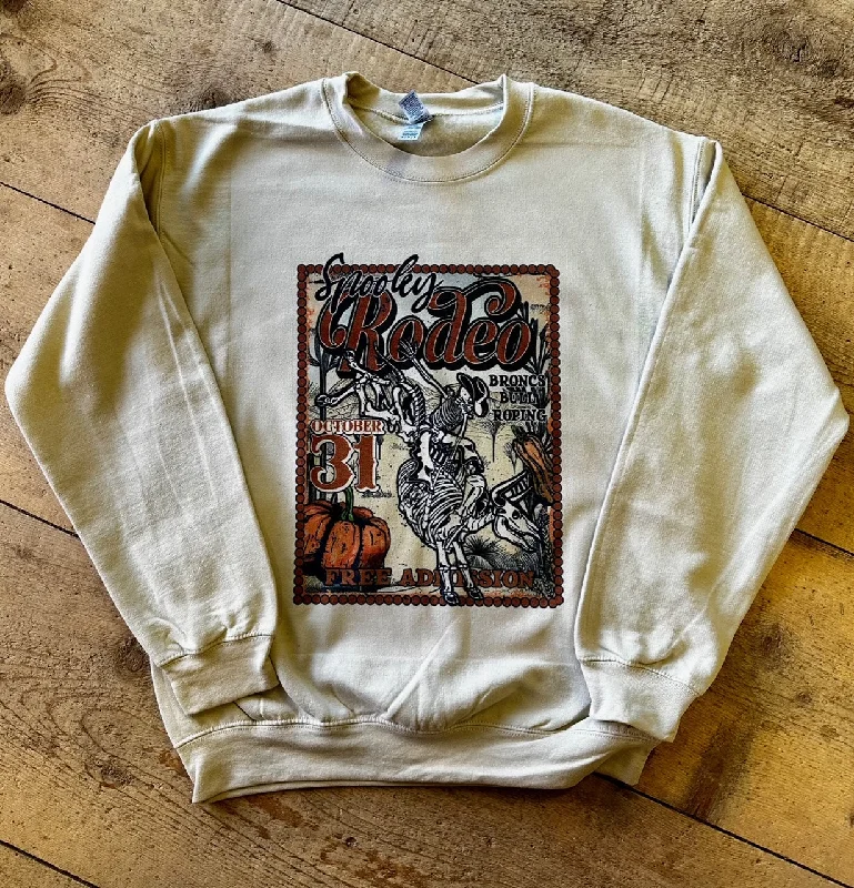 Spooky Rodeo Western Graphic Sweatshirt Hoodie with Hem Detail Decorative Unique