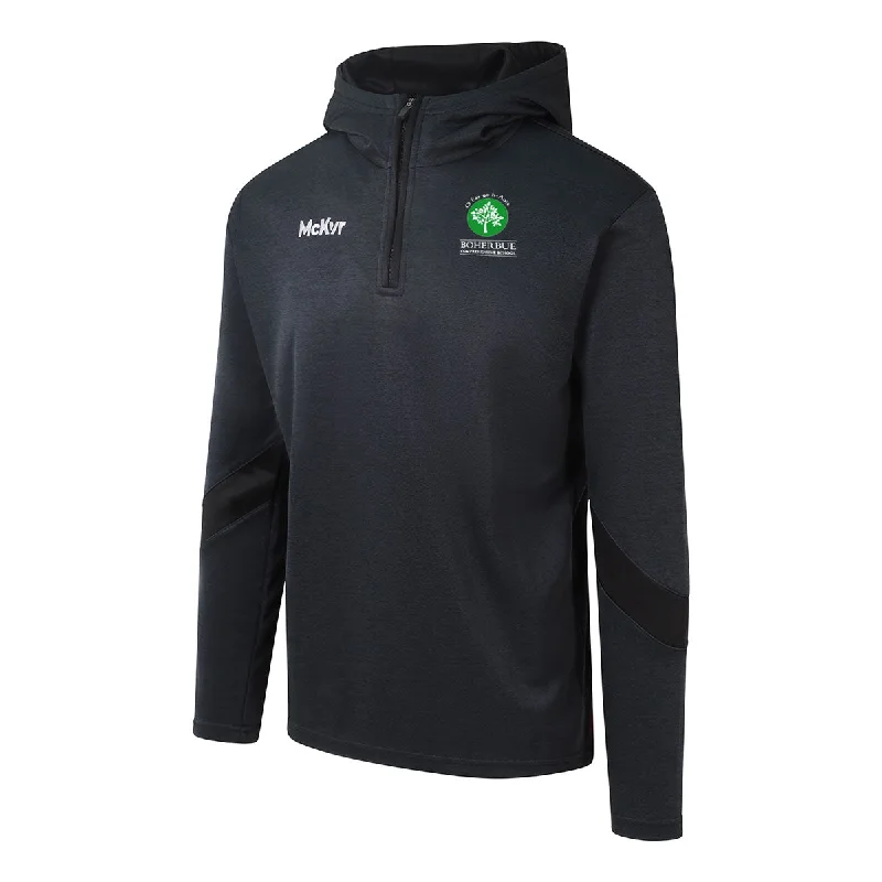 Mc Keever Boherbue Comprehensive School Core 22 1/4 Zip Hoodie - Adult - Black Hoodie with V-Neck Classic Versatile