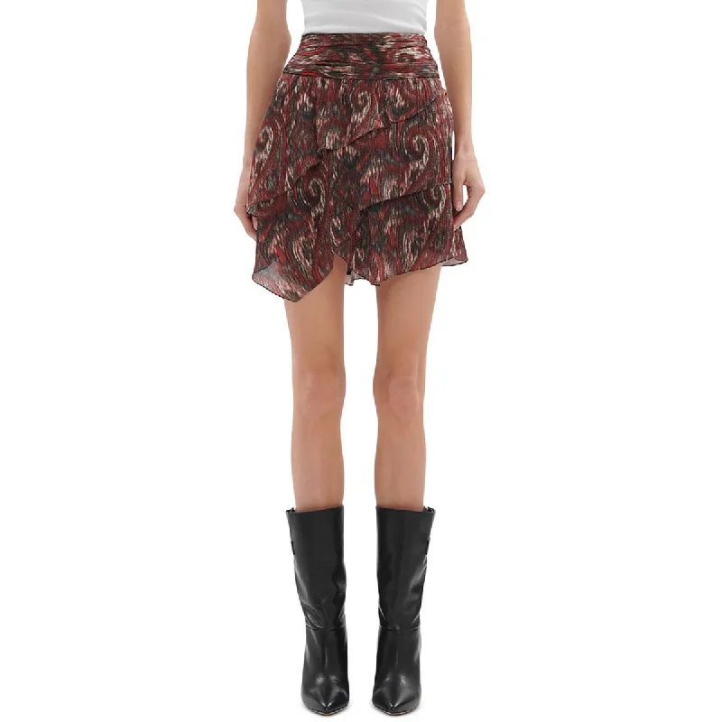 IRO Womens Zully Silk Mini Asymmetrical Skirt lace skirt intricate