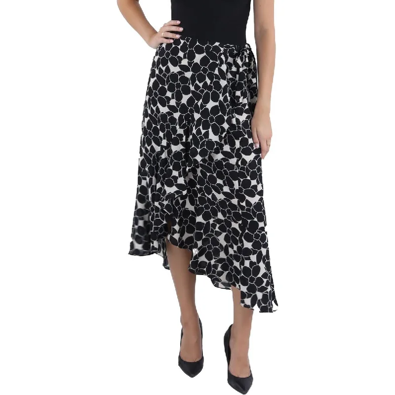 Max Studio Womens Tie Waist Long Wrap Skirt tiered skirt playful