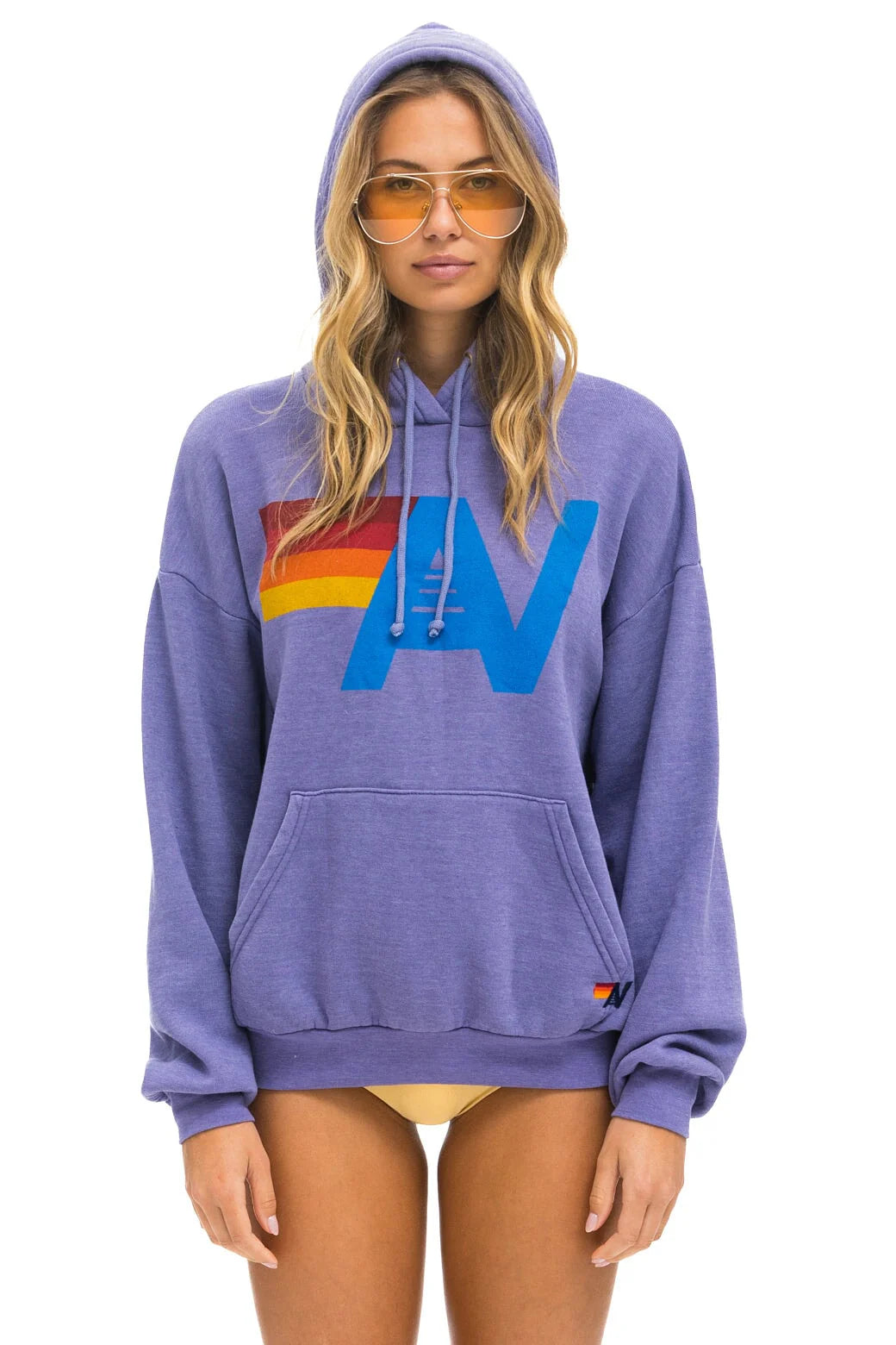 Logo Pullover Relaxed Hoodie - Lavender Hoodie with Monochrome Minimalist Simple