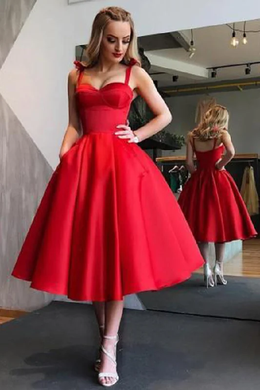 Chic Red Sweetheart Spaghetti Straps A Line Homecoming Dresses Turtleneck Neckline Stylish Chic Red Sweetheart Spaghetti Straps A Line Homecoming Dresses Turtleneck Neckline Stylish