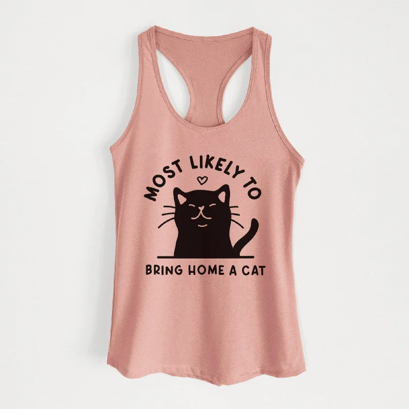 Most Likely to Bring Home a Cat - Black - Women's Racerback Tanktop baby blue tank