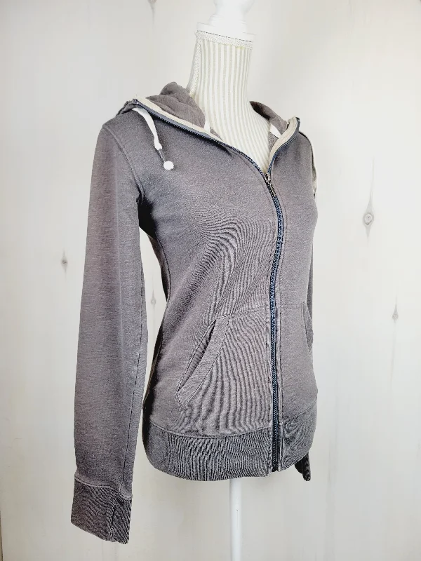 RENU BRUZER BUILT APPAREL ZIP HOODIE LADIES LARGE PRE-LOVED Hoodie with Frayed Bohemian Relaxed