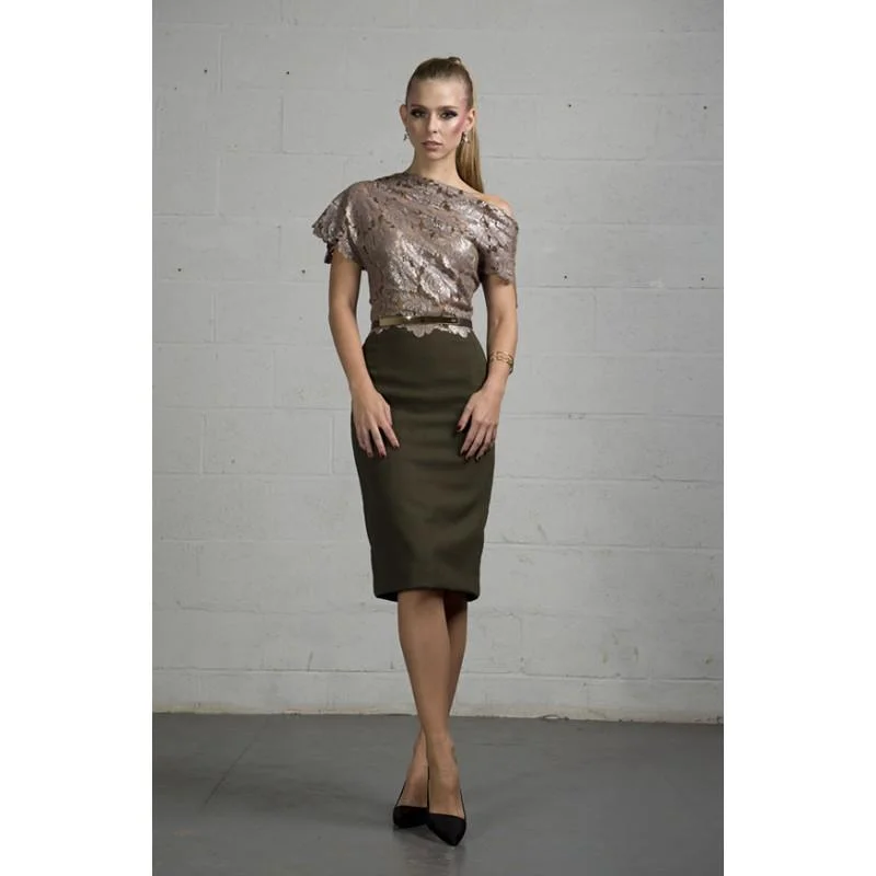 Grace Dress in metallic lace/silk and mink cashmere Tunics Print Colorful