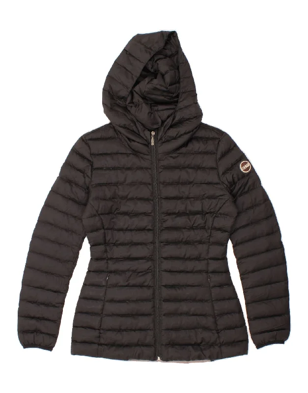 COLMAR Womens Hooded Padded Jacket Size 40 Large Black Polyester Satin Jacket Silk Jacket Chiffon Jacket