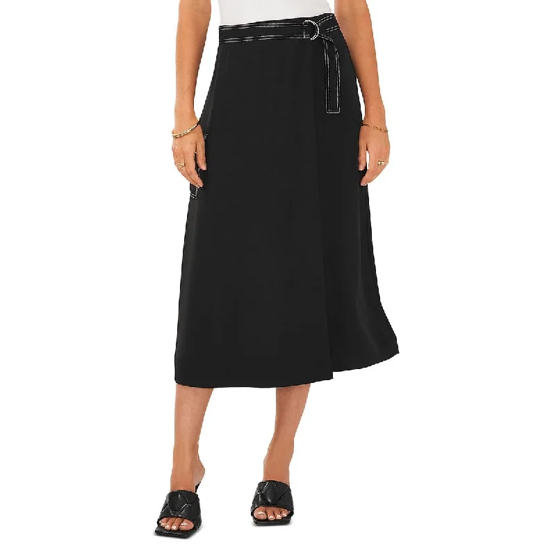 Vince Camuto Womens Faux Wrap Belted Midi Skirt corduroy skirt durable