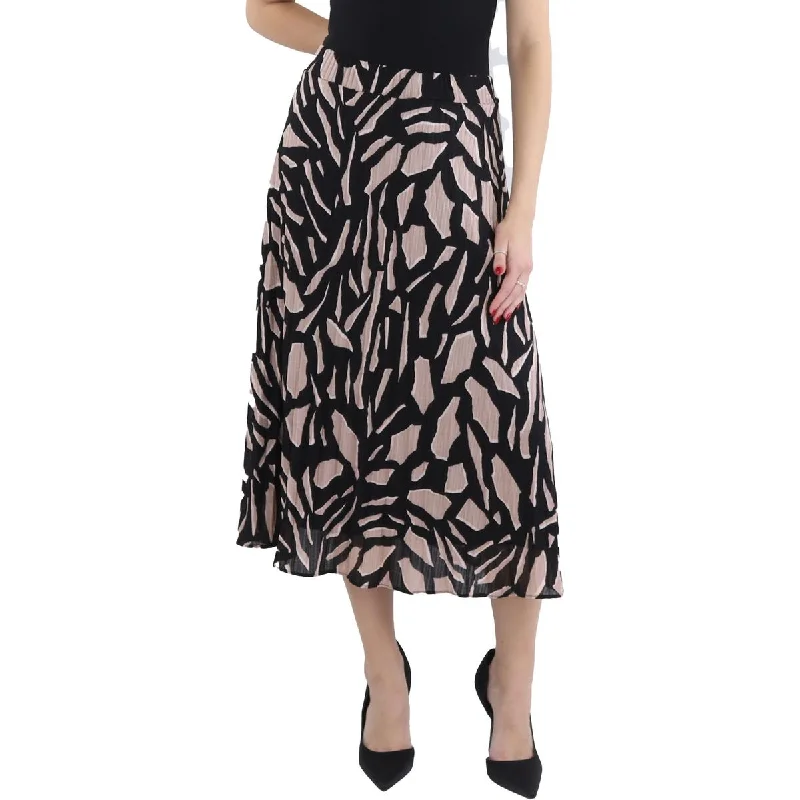 DKNY Womens Printed Pleated Midi Skirt denim skirt fashionable
