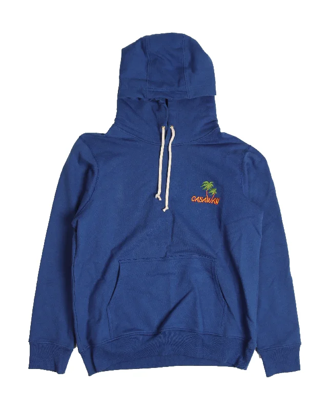 "Casaway" Embroidered Hoodie Hoodie with Hem Raw Edge Edgy Unfinished