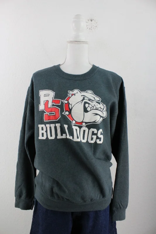 Vintage Bulldog Sweatshirt (S) Hoodie with Stripes Bold Sporty