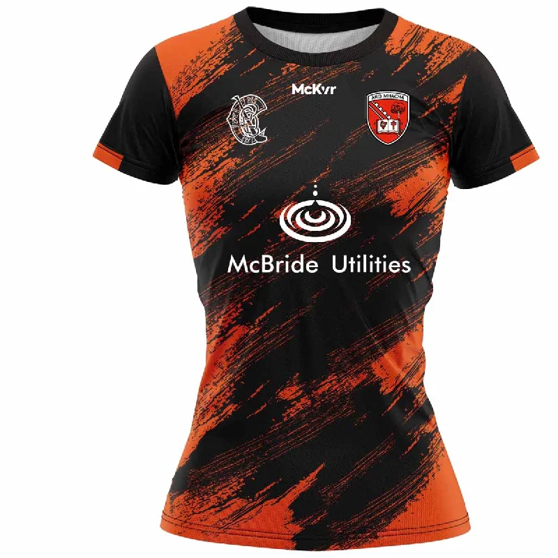 Mc Keever Armagh Camogie Official Training Jersey - Adult - Black/Orange Pop Fashion Jersey Blouse Mc Keever Armagh Camogie Official Training Jersey - Adult - Black/Orange Pop Fashion Jersey Blouse