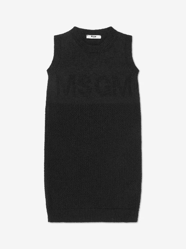 MSGM Girls Tank Top Logo Dress in Black graphic tank top