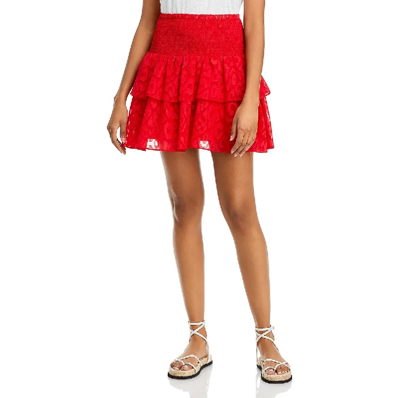 Milly Womens Ruffled Mini Mini Skirt denim skirt trendy