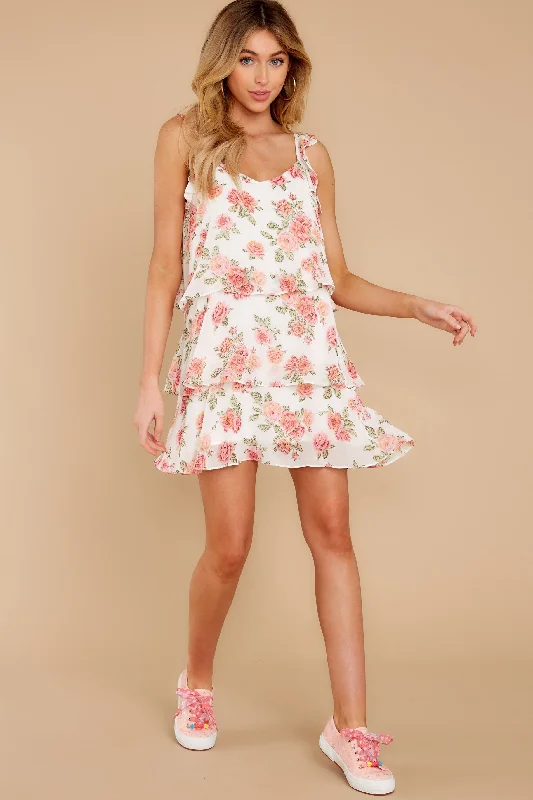 Beautiful Stranger White Floral Print Dress empire Waist empire