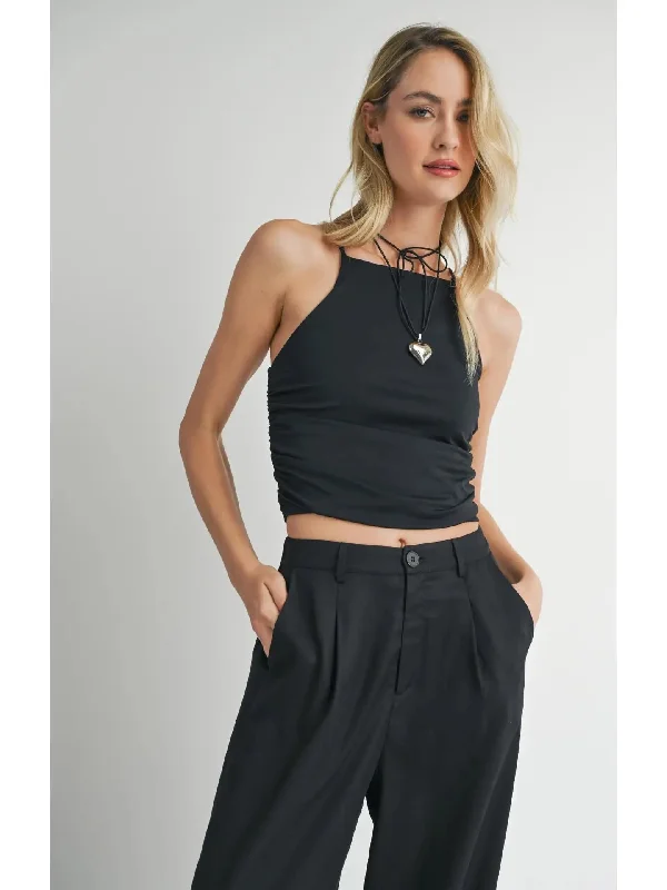 Sadie & Sage - On Point Ruched Knit Tank halter tank top