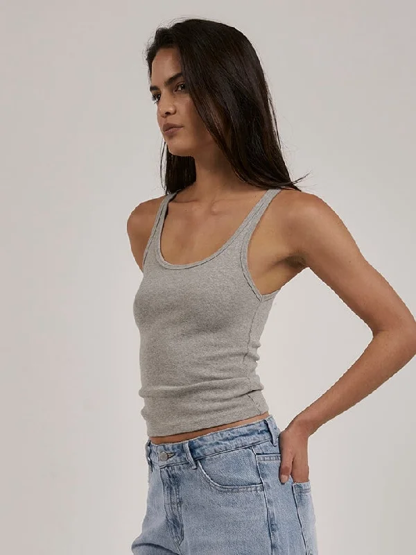 Sydney Plunge Tank - Grey Marle navy tank top