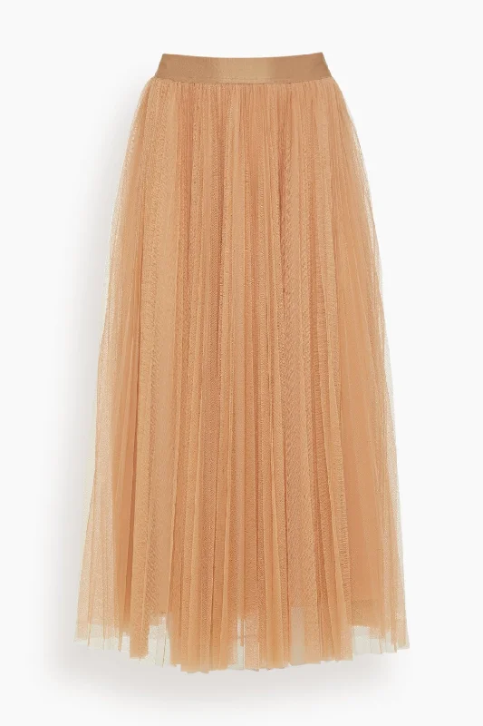 Tulle Plisse Skirt in Nude ribbed skirt waist
