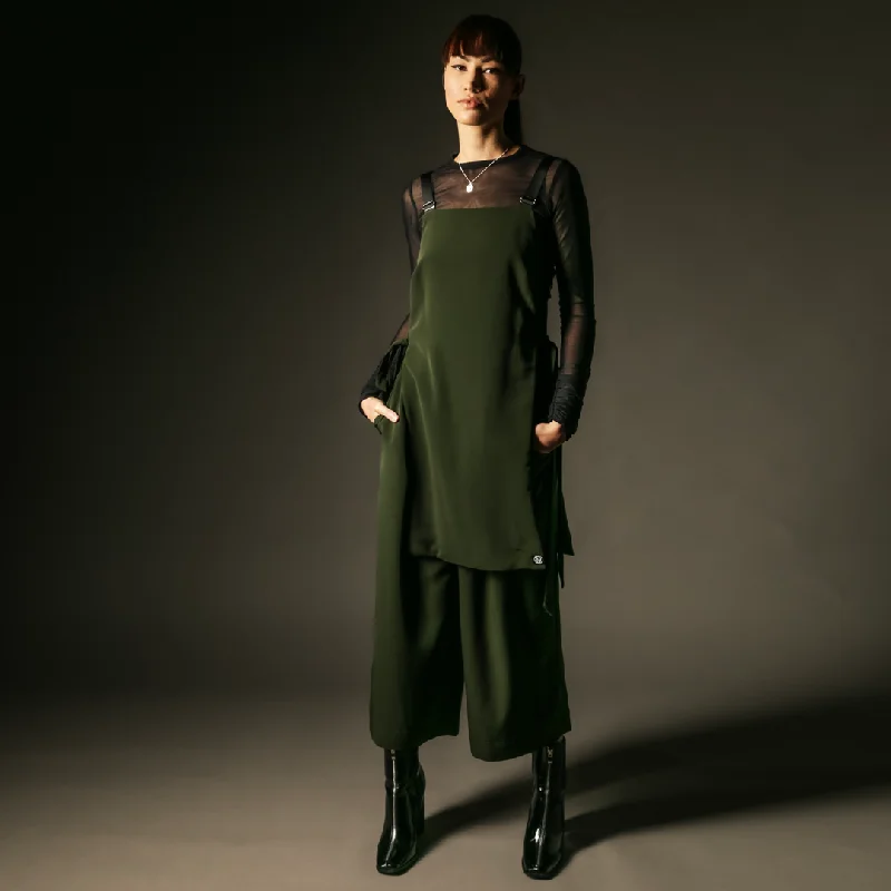 Green Pinafore Dress Tunics Luxurious premium