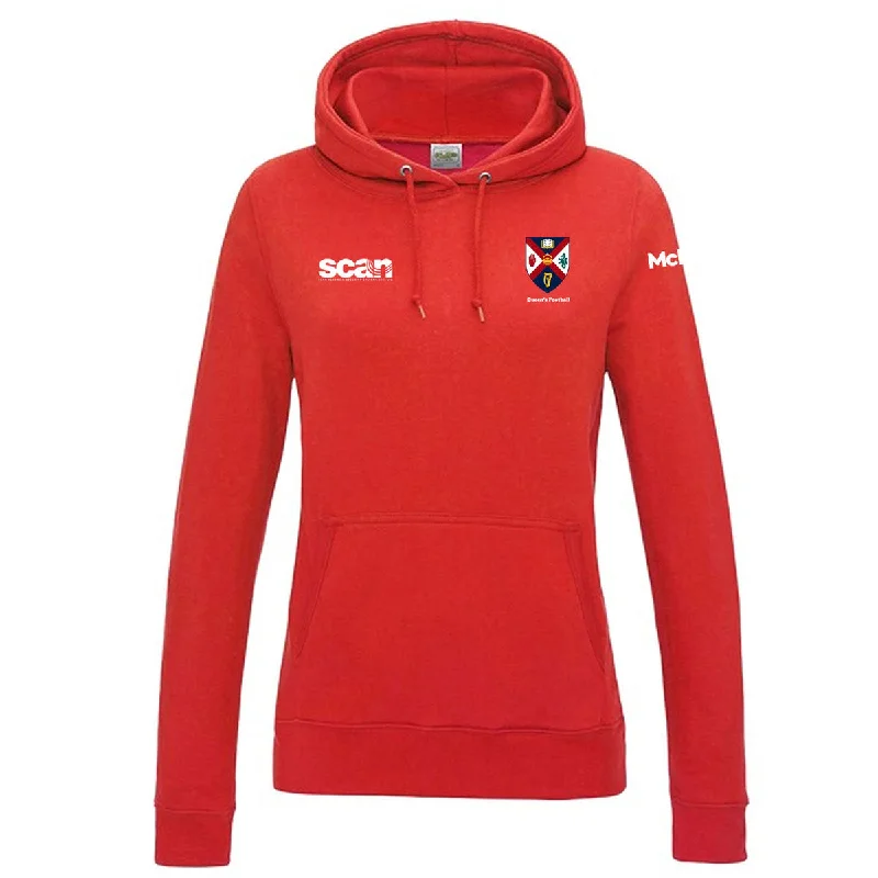 Mc Keever Queens Football College Hoodie - Womens - Fire Red Hoodie Dress Longline Feminine