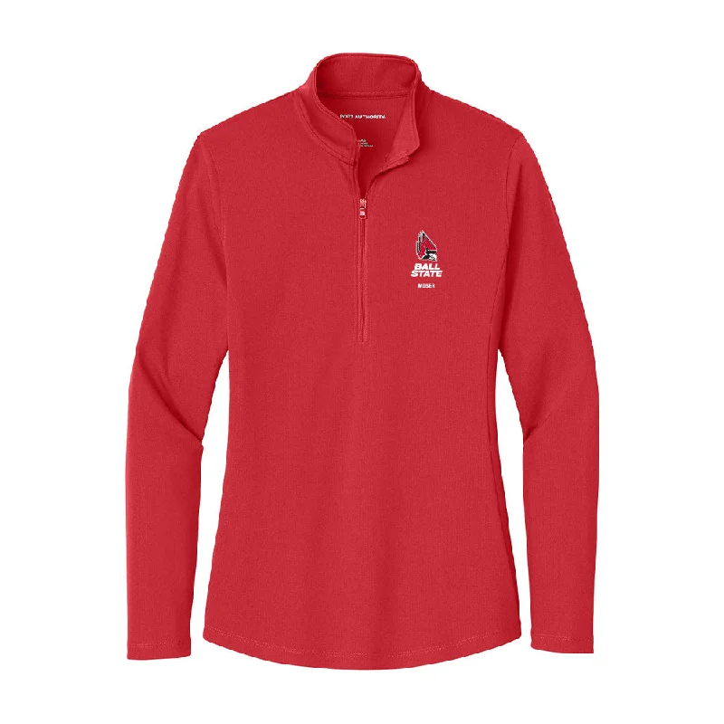Ball State - NCAA Women's Soccer : Bethany Moser - Women's Lightweight Quarter Zip Jacket Corduroy Jacket Velvet Jacket Brocade Jacket Ball State - NCAA Women's Soccer : Bethany Moser - Women's Lightweight Quarter Zip Jacket Corduroy Jacket Velvet Jacket Brocade Jacket