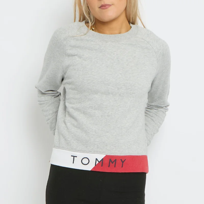Tommy Hilfiger Crewneck Sweater - UK 8 Denim Fabric Leather Fabric Suede Fabric