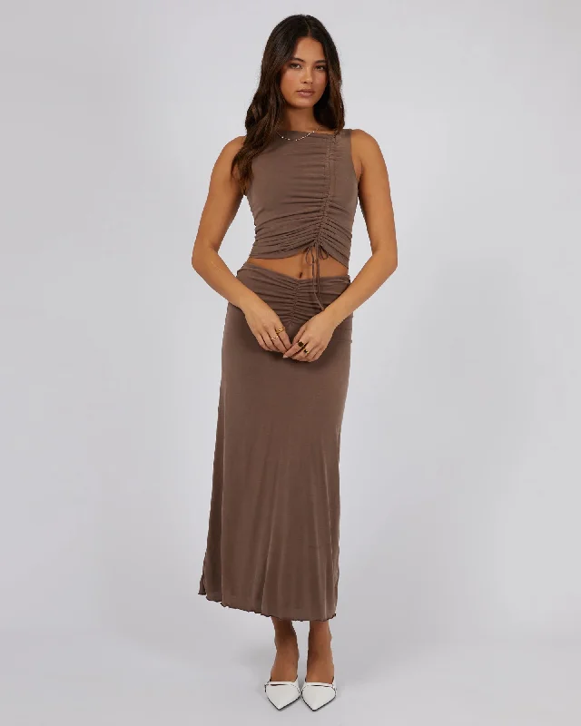 JORGE Luxe Ruched Womens Tank - Brown sleep tank top