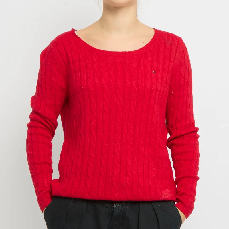Tommy Hilfiger Cable Knit Round Neck Sweater- UK 12 Fitted Loose Oversized