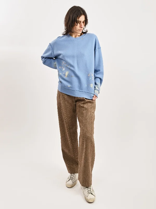Wash Blue Hesperia Sweatshirt Hoodie with Distressed Vintage Worn