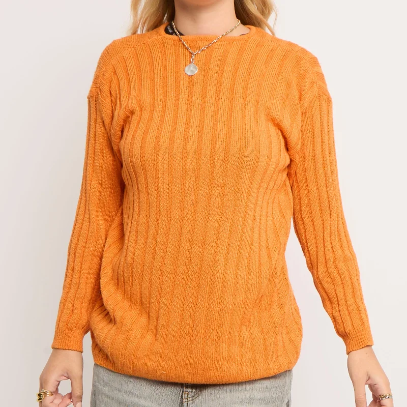 Cable & Ribbed Heavy Knit Crewneck Sweater - UK 12 Polka Dot Checkered Tartan
