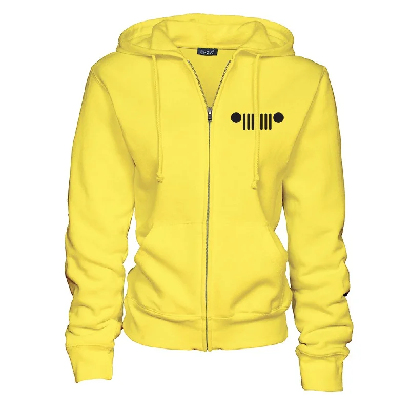 Ladies Jeep® It's A Jeep Thing Duck Zip Hoodie - Yellow Hoodie with Hem Contrast Bold Stylish